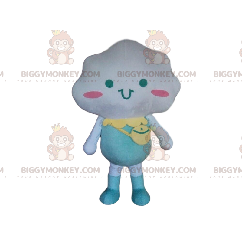 White cloud BIGGYMONKEY™ mascot costume dressed in blue, cloud White cloud BIGGYMONKEY™ mascot costume dressed in blue, cloud