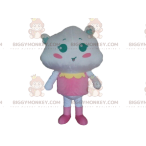 Costume da mascotte BIGGYMONKEY™ nuvola bianca vestito di rosa