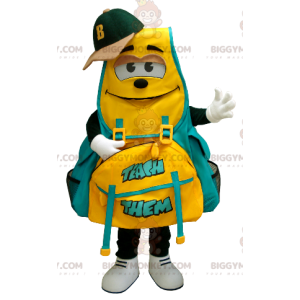 Costume de mascotte BIGGYMONKEY™ de sac à dos jaune et vert -