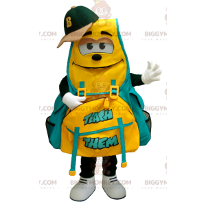 Gul och grön ryggsäck BIGGYMONKEY™ maskotdräkt - BiggyMonkey