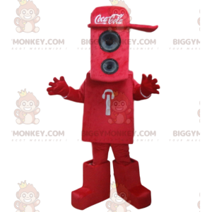Rødt gravid BIGGYMONKEY™ maskotkostume med Coca-Cola-hætte -