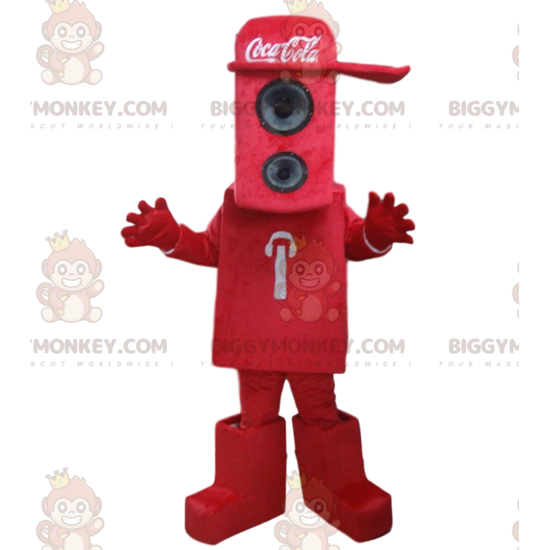 Costume de mascotte BIGGYMONKEY™ d'enceinte rouge avec une Costume de mascotte BIGGYMONKEY™ d'enceinte rouge avec une