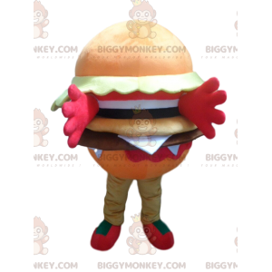 Orange hamburgare BIGGYMONKEY™ maskotdräkt, hamburgerkostym -
