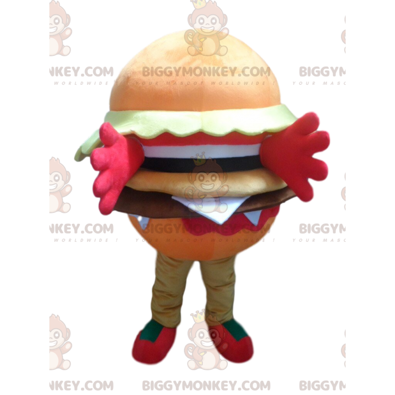 Kostým maskota Orange hamburger BIGGYMONKEY™, kostým hamburger