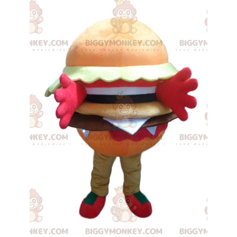 Orange hamburger BIGGYMONKEY™ maskotkostume, hamburgerkostume - Orange hamburger BIGGYMONKEY™ maskotkostume, hamburgerkostume -