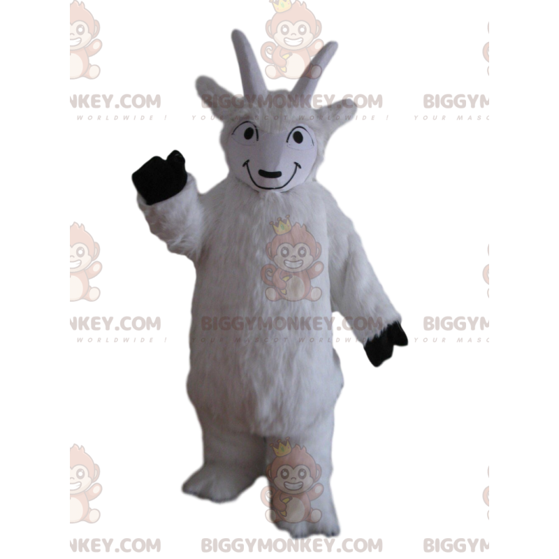 BIGGYMONKEY™ Costume mascotte capra bianca, costume da capra BIGGYMONKEY™ Costume mascotte capra bianca, costume da capra