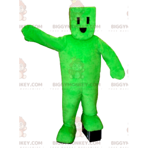 Traje de mascote de homem verde com tomada elétrica