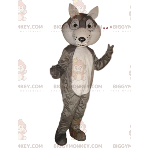 Disfraz de mascota BIGGYMONKEY™ lobo gris y blanco, disfraz de