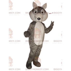 BIGGYMONKEY™ mascot costume gray and white wolf, wolfdog