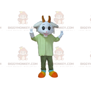 BIGGYMONKEY™ witte geit mascottekostuum, geitkostuum, Ram -