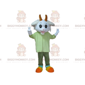 BIGGYMONKEY™ Disfraz de mascota de cabra blanca, disfraz de