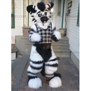Cute Furry Black and White Dog BIGGYMONKEY™ Mascot Costume -