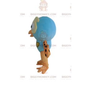 Traje de mascote BIGGYMONKEY™ coruja azul e laranja, fantasia