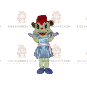 Mouse BIGGYMONKEY™ Mascot Costume with Dress and Red Hair –