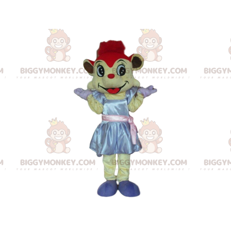 Mouse BIGGYMONKEY™ Mascot Costume with Dress and Red Hair -