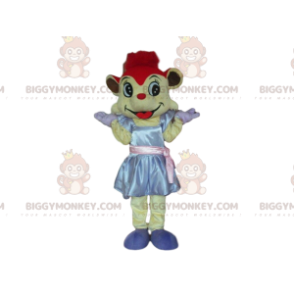 Kostým s maskotem myši BIGGYMONKEY™ s šaty a červenými vlasy –