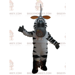 Costume de mascotte BIGGYMONKEY™ de Marty, le zèbre du dessin