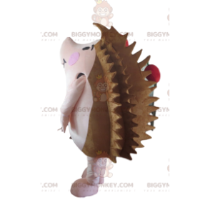 Kostým hnědý a růžový ježek s jablky BIGGYMONKEY™ maskot –