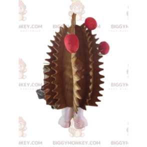 Kostým hnědý a růžový ježek s jablky BIGGYMONKEY™ maskot –