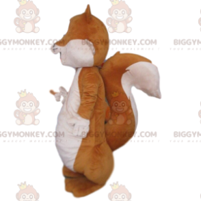 Στολή μασκότ BIGGYMONKEY™ καφέ και λευκός σκίουρος, στολή του