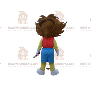 BIGGYMONKEY™ Mascot Costume of Yellow Lion in Red and Blue