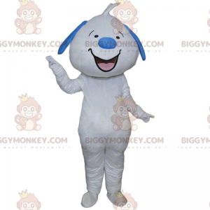 BIGGYMONKEY™ Costume mascotte cane bianco e blu sorridente