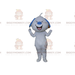 BIGGYMONKEY™ Smiling White and Blue Dog Mascot Costume, Giant