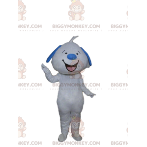 BIGGYMONKEY™ Smiling White and Blue Dog Mascot Costume, Giant Plush Dog - Dog mascots - BIGGYMONKEY_010027 - BiggyMonkey.com