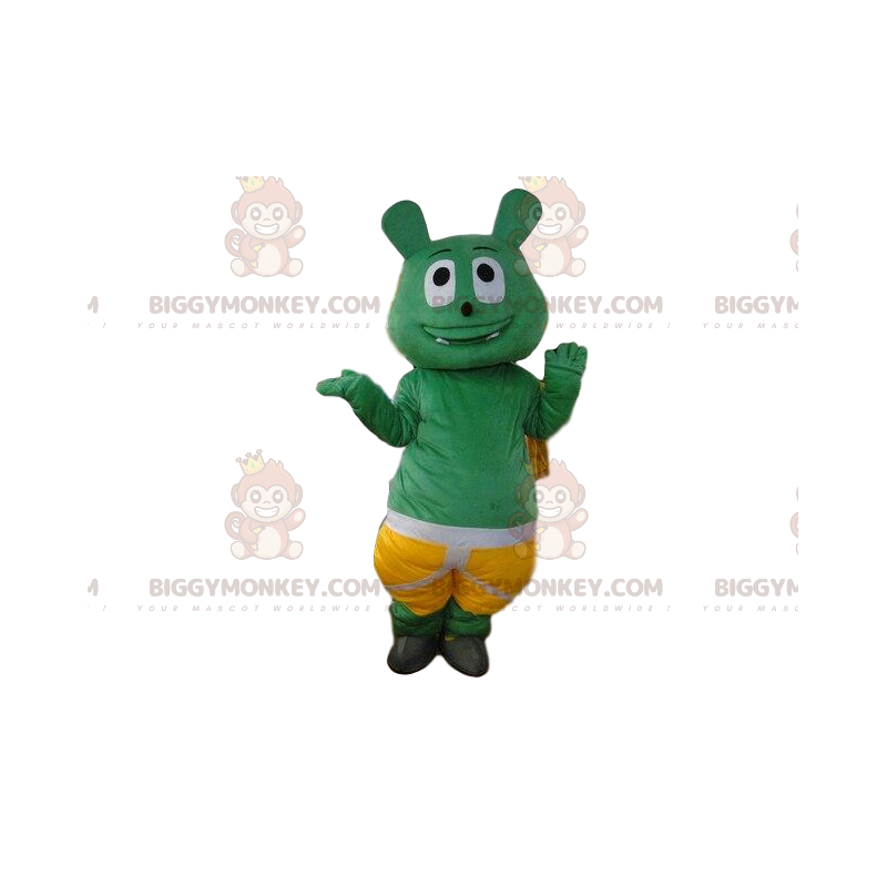 Costume de mascotte BIGGYMONKEY™ de monstre vert avec un short Costume de mascotte BIGGYMONKEY™ de monstre vert avec un short
