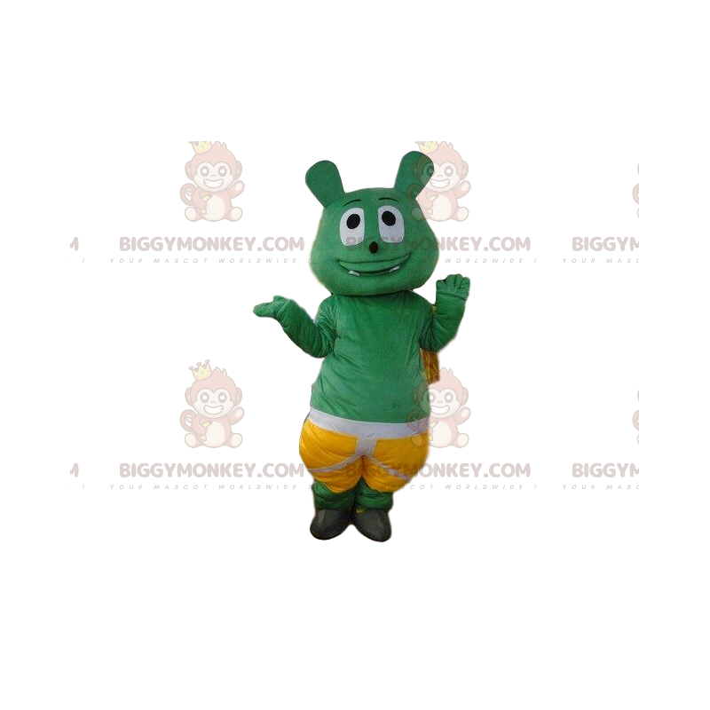Green monster BIGGYMONKEY™ mascot costume with shorts, green