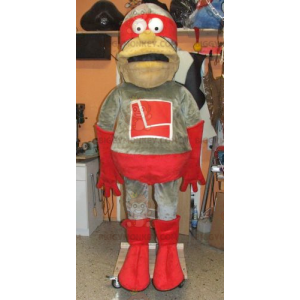 Gray and Red Superhero BIGGYMONKEY™ Mascot Costume –