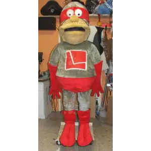 Gray and Red Superhero BIGGYMONKEY™ Mascot Costume –