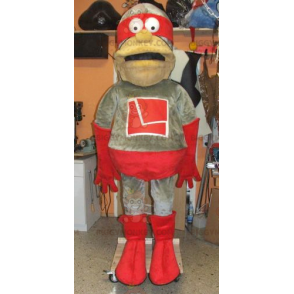 Gray and Red Superhero BIGGYMONKEY™ Mascot Costume -