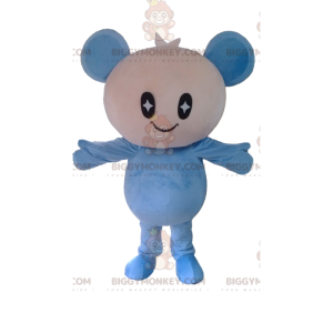 Kostým bílo-modré panenky BIGGYMONKEY™ maskota, kostým medvídka