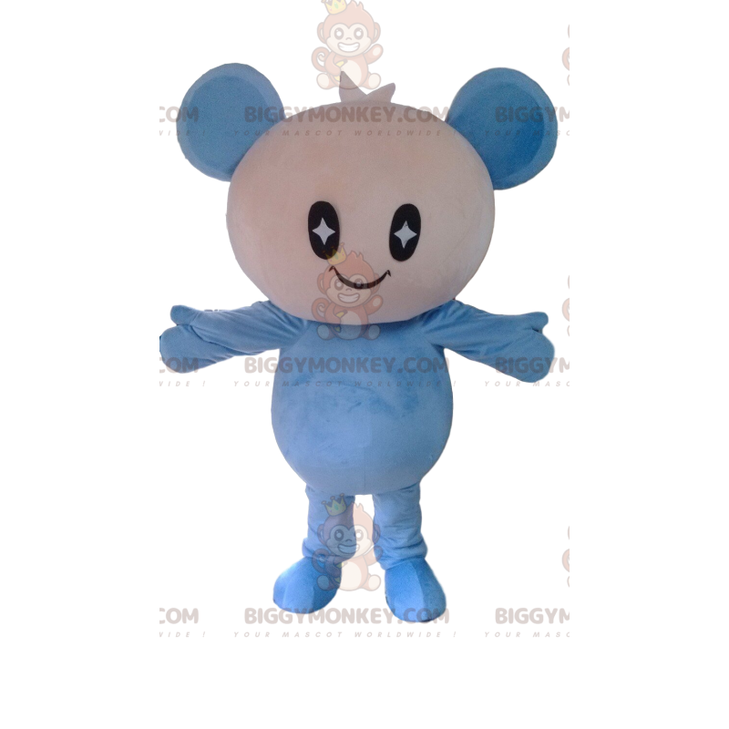 Witte en blauwe babypop BIGGYMONKEY™ mascottekostuum Witte en blauwe babypop BIGGYMONKEY™ mascottekostuum