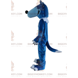 Sinivalkoinen suden BIGGYMONKEY™ maskottiasu, jättiläissusiasu