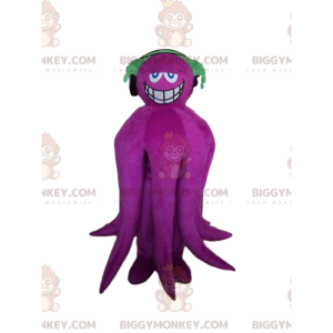 BIGGYMONKEY™ Χαμογελώντας μωβ μασκότ χταποδιού κοστούμι με
