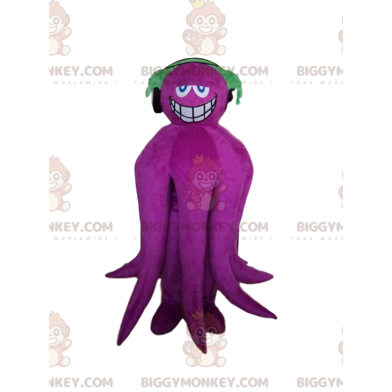 BIGGYMONKEY™ hymyilevä purppura mustekala maskottiasu BIGGYMONKEY™ hymyilevä purppura mustekala maskottiasu