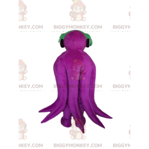 BIGGYMONKEY™ Χαμογελώντας μωβ μασκότ χταποδιού κοστούμι με