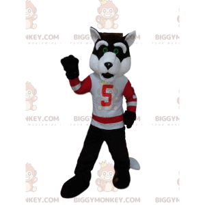 BIGGYMONKEY™ mascot costume of wolf in sportswear, sporty wolf