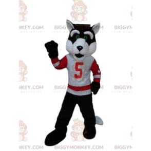 BIGGYMONKEY™ mascot costume of wolf in sportswear, sporty wolf