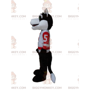 BIGGYMONKEY™ mascot costume of wolf in sportswear, sporty wolf