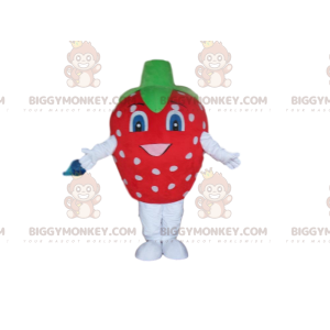 Costume de mascotte BIGGYMONKEY™ de fraise rouge à pois blancs