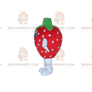 Costume de mascotte BIGGYMONKEY™ de fraise rouge à pois blancs