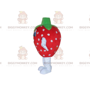 Costume de mascotte BIGGYMONKEY™ de fraise rouge à pois blancs