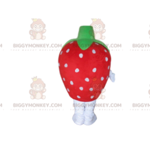 Costume de mascotte BIGGYMONKEY™ de fraise rouge à pois blancs