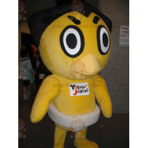 Costume de mascotte BIGGYMONKEY™ de poussin jaune de canard -