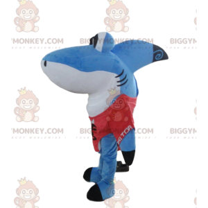 Costume de mascotte BIGGYMONKEY™ de grand requin bleu et blanc