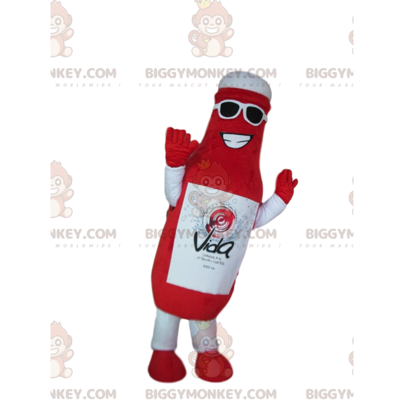 Costume da mascotte gigante bottiglia rossa BIGGYMONKEY™ Costume da mascotte gigante bottiglia rossa BIGGYMONKEY™