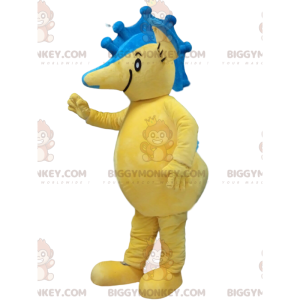 BIGGYMONKEY™ maskotdräkt gul och blå sjöhäst, havsdräkt -